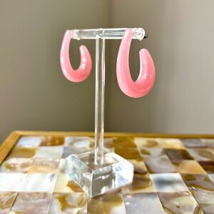 Pink Acrylic Teardrop Hoops